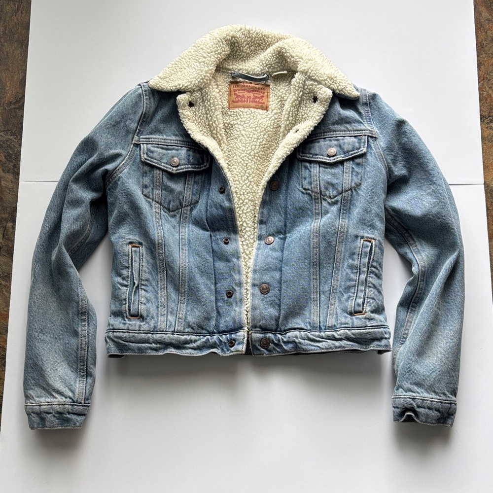 Levi's Cream Sherpa Lined Jacket